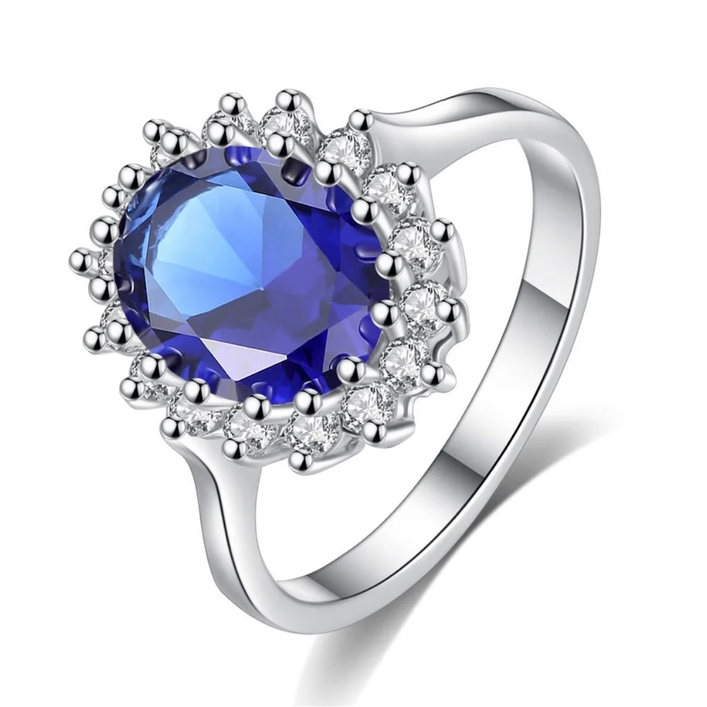 Luxury Sapphire Engagement Ring 925 Sterling Silver